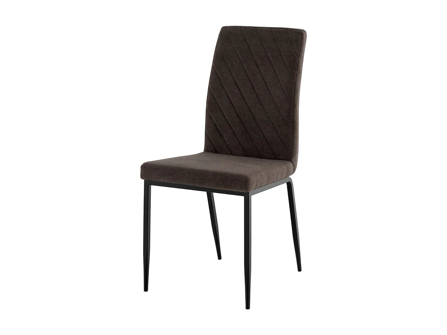 Chaise confort Teva – Tissu matelassé et pieds métal noir pour intérieur moderne-Couleur Marron