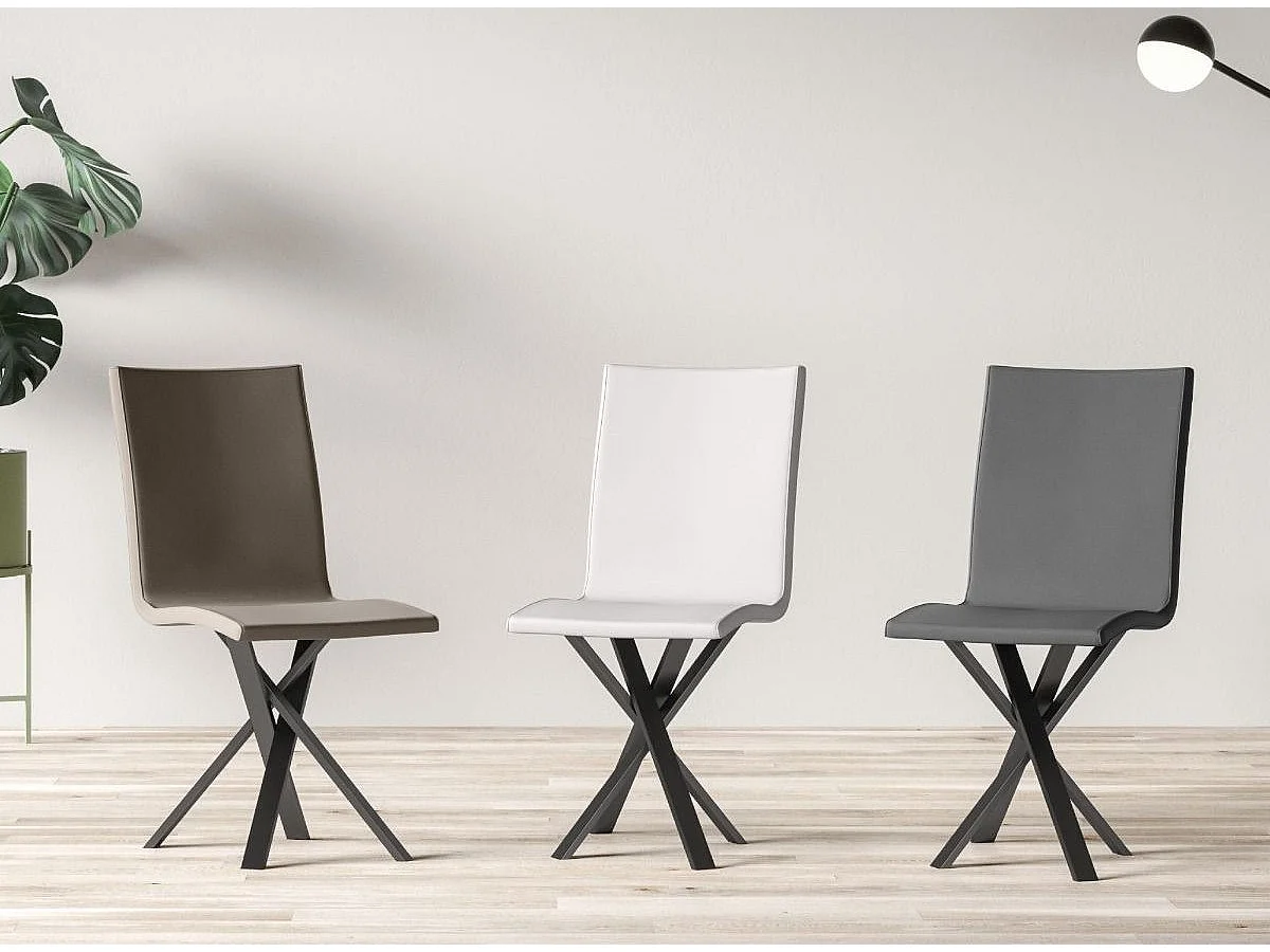 Silla de diseño Artemis en piel sintética con patas entrelazadas antracita-Color Blanco