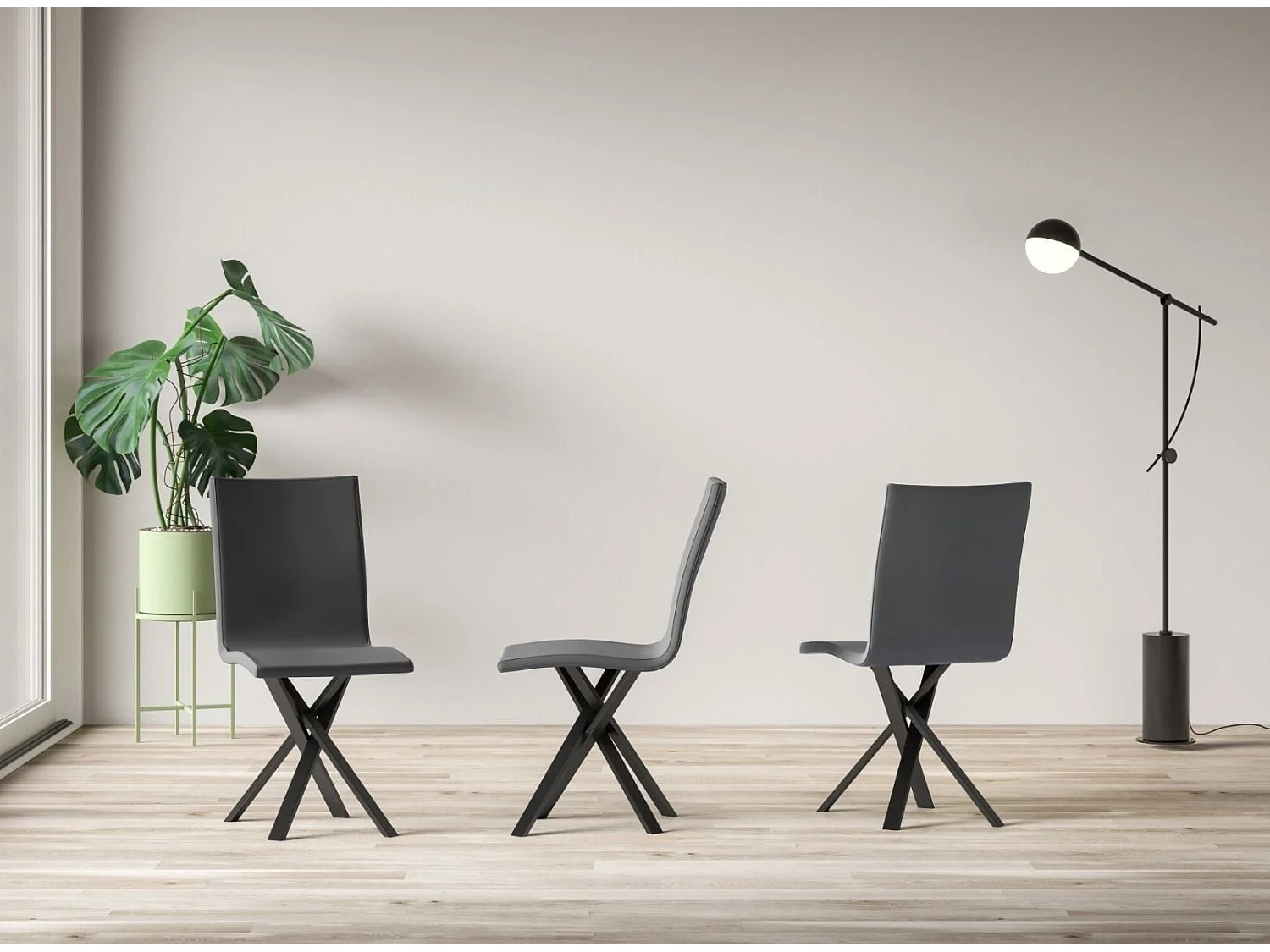 Silla de diseño Artemis en piel sintética con patas entrelazadas antracita-Color Blanco