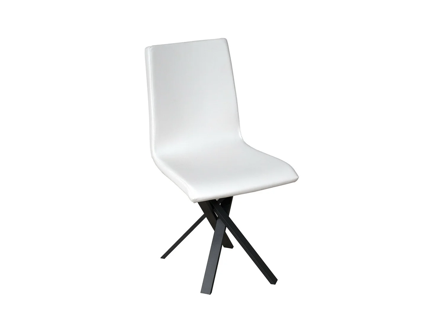 Chaise design simili cuir avec pieds entrelacés anthracite Artemis-Couleur Blanc