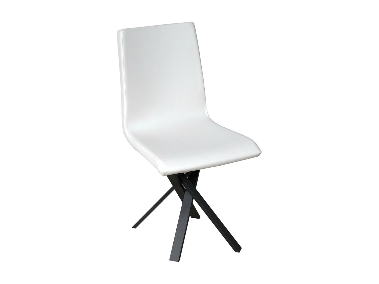 Chaise design simili cuir avec pieds entrelacés anthracite Artemis-Couleur Blanc