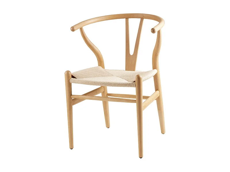 Chaise en bois d'orme et corde tressée Maya – Charme naturel et authenticité-Couleur Blanc