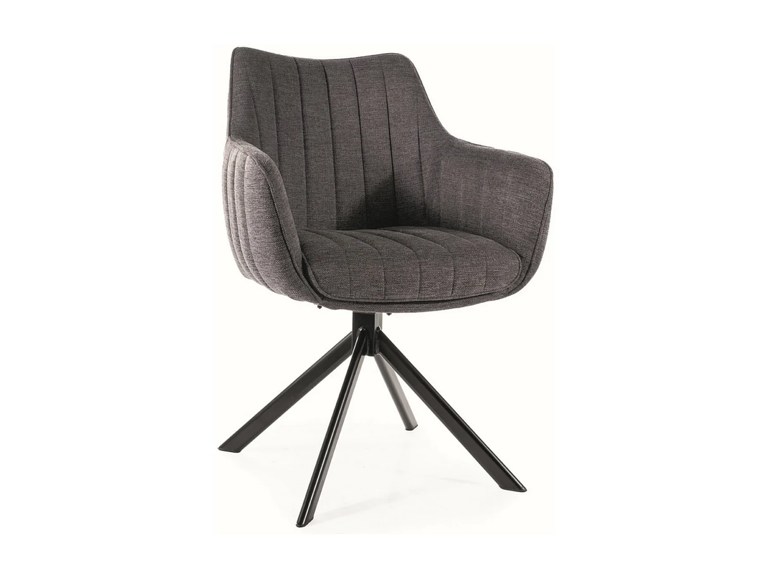 Chaise de salle à manger pivotante à 180° tissu et acier noir Binka-Couleur Marron Foncé
