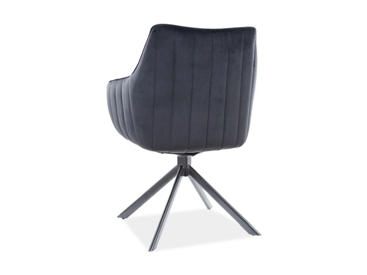 Chaise de salle à manger pivotante à 180° tissu et acier noir Binka-Couleur Marron Foncé
