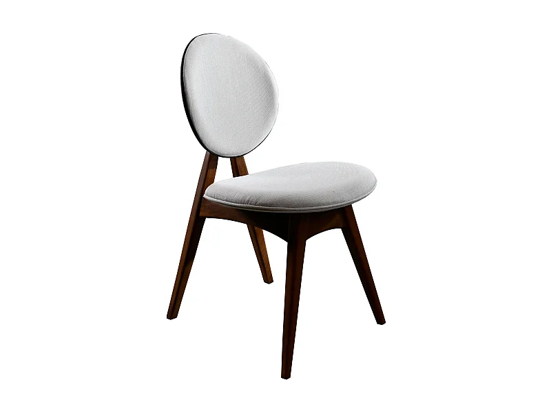 Chaise en bois de noyer et tissu lin crème Karny - Lot de 2