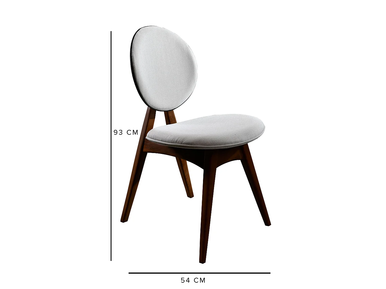 Chaise en bois de noyer et tissu lin crème Karny - Lot de 2