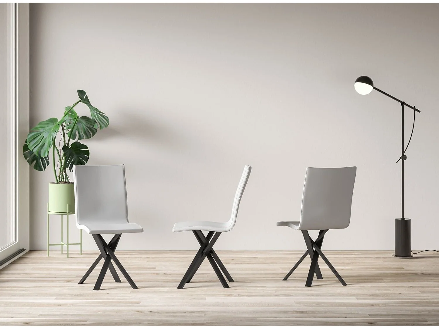 Chaise design simili cuir avec pieds entrelacés anthracite Artemis-Couleur Gris anthracite