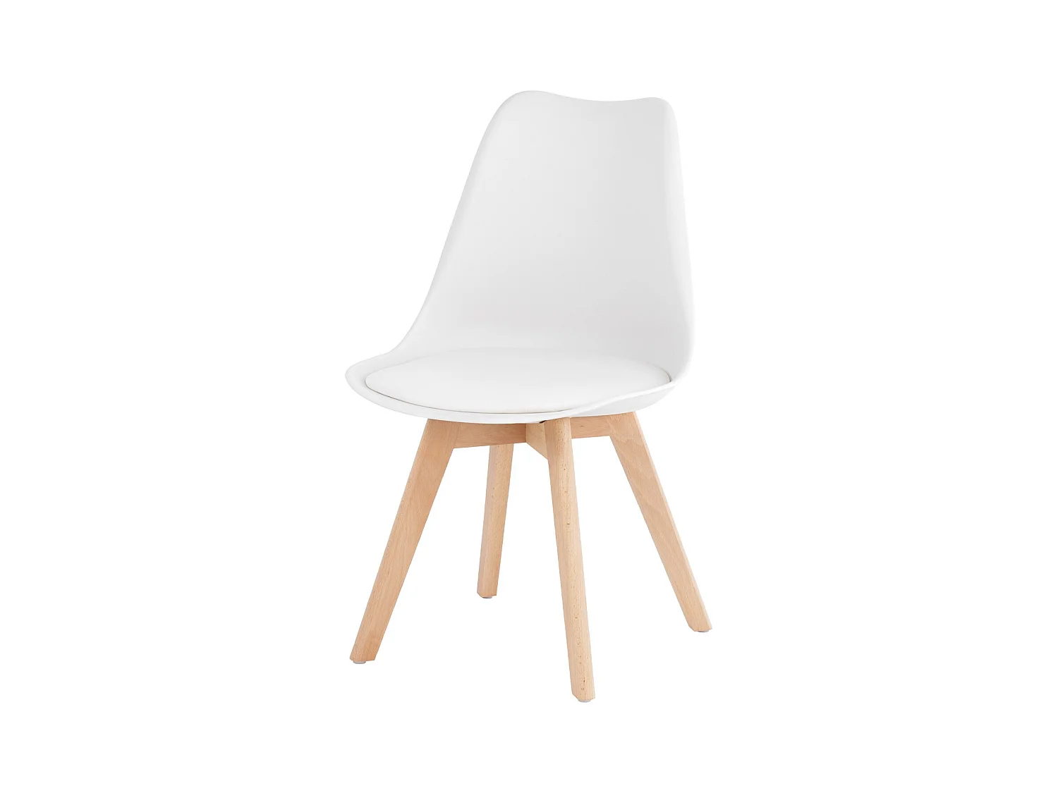 Chaise scandinave premium Karyna – Assise en simili cuir et pieds en bois de Hêtre-Couleur Blanc