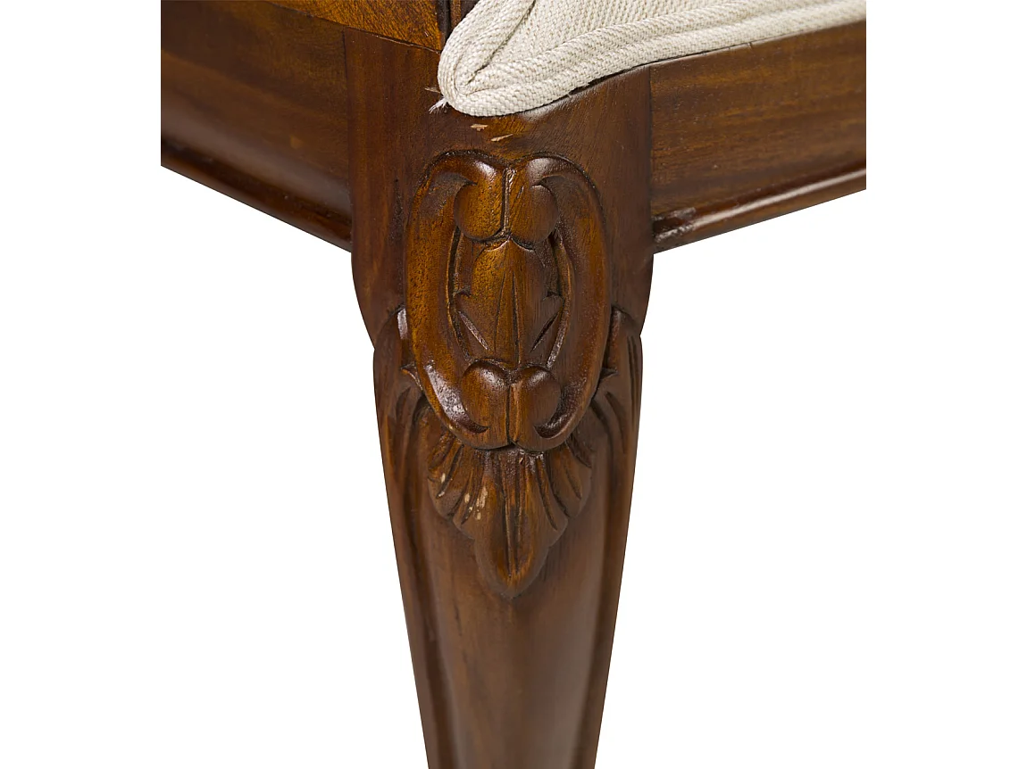 Castle stoel van massief mahoniehout en beige gestoffeerde stof