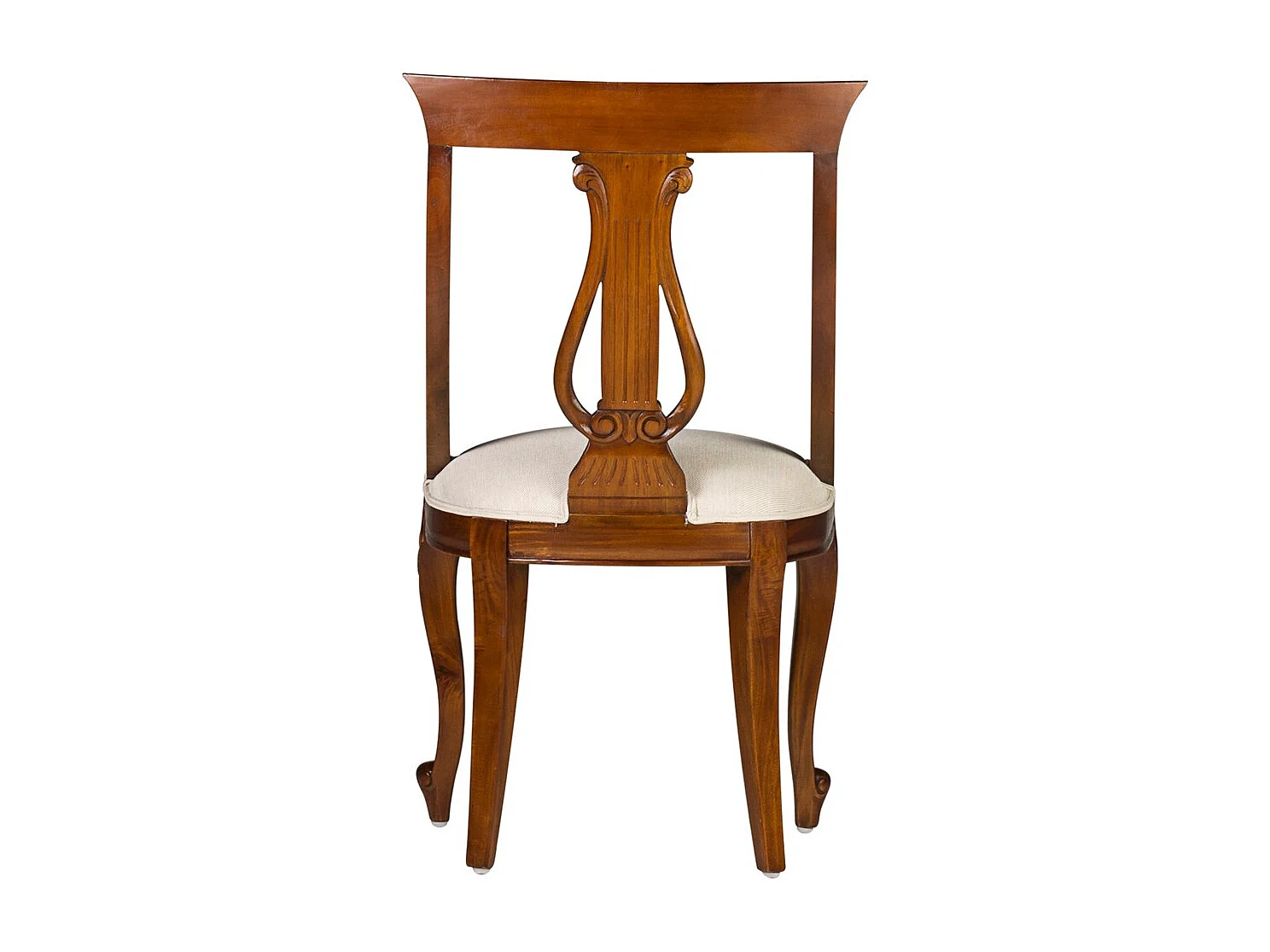 Chaise en bois massif d'acajou et tissu rembourré beige Castle