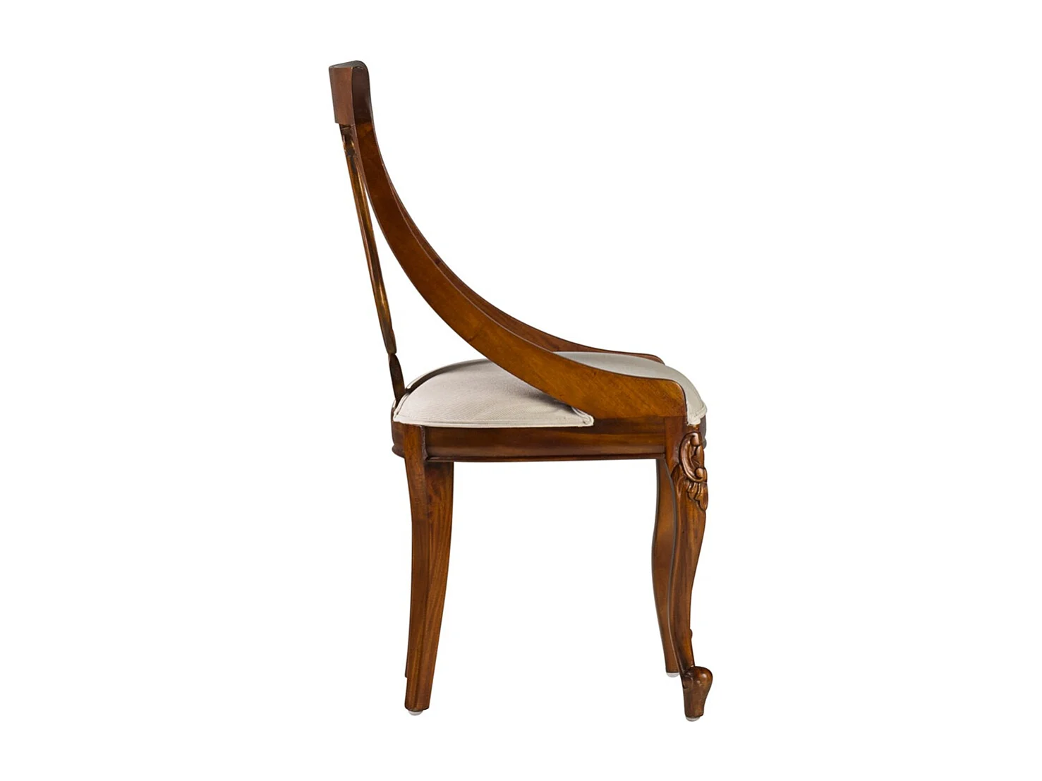 Chaise en bois massif d'acajou et tissu rembourré beige Castle