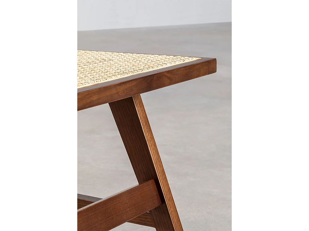 Chaise en bois massif d'acajou et tissu rembourré beige Castle