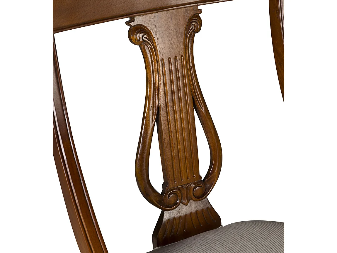 Chaise en bois massif d'acajou et tissu rembourré beige Castle