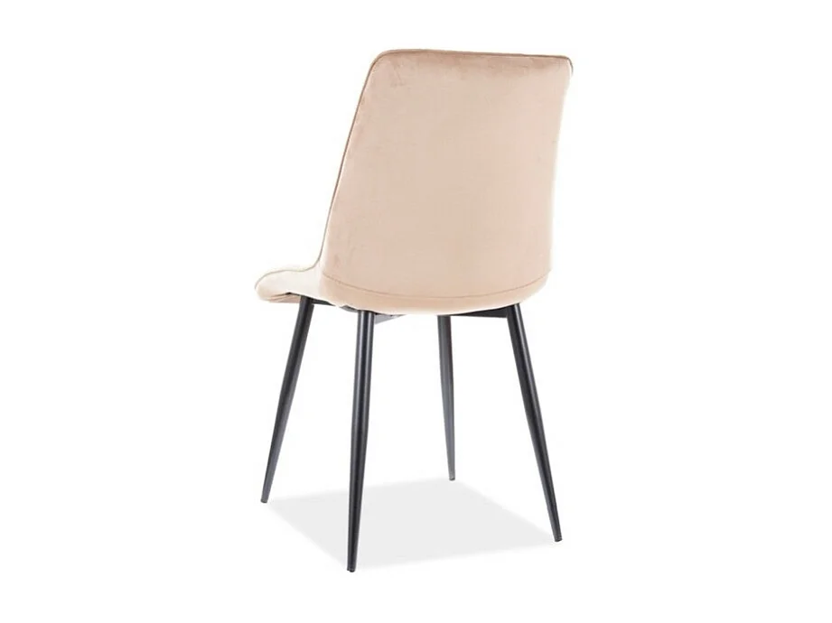 Chaise velours matelassé Komy - Lot de 4-Couleur Beige clair-Couleur des pieds Noir