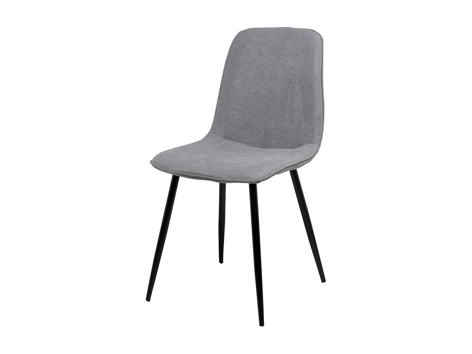 Chaise en tissu avec pieds en métal noir Klara – Lignes incurvées et élégance intemporelle-Couleur Gris clair
