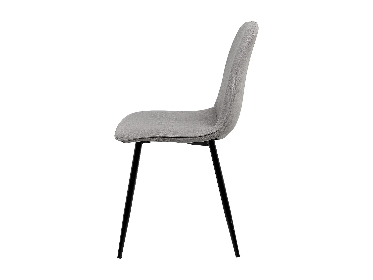 Chaise en tissu avec pieds en métal noir Klara – Lignes incurvées et élégance intemporelle-Couleur Gris clair