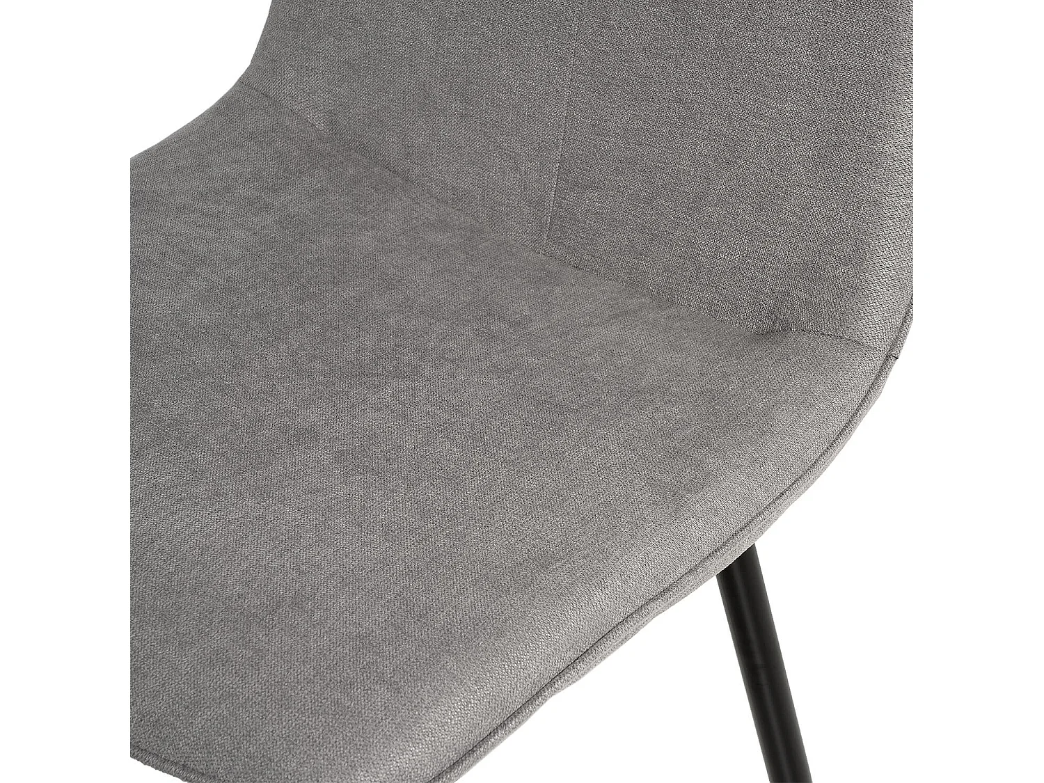 Chaise en tissu avec pieds en métal noir Klara – Lignes incurvées et élégance intemporelle-Couleur Gris clair
