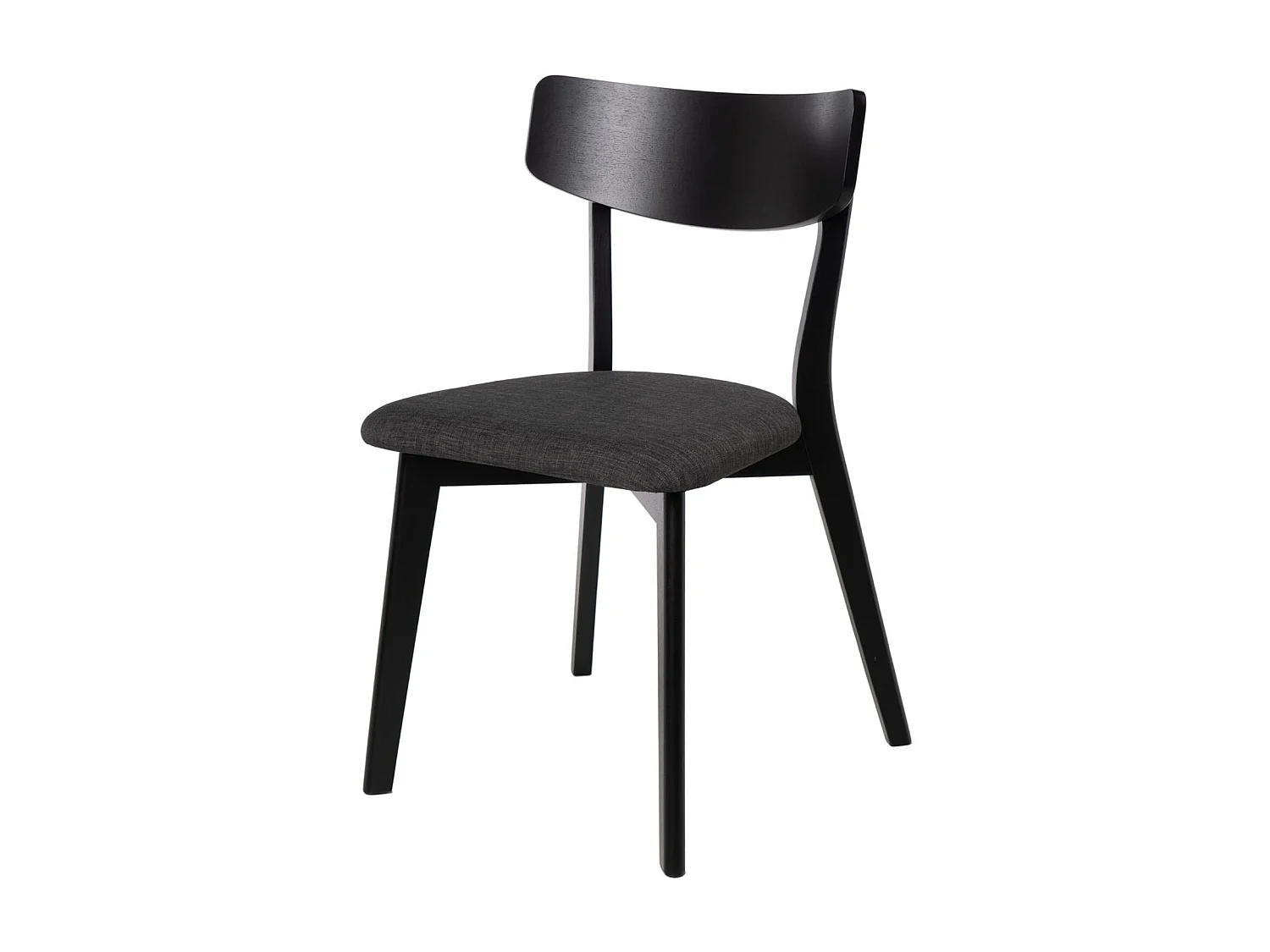 Chaise en bois massif noir et tissu noir Reka