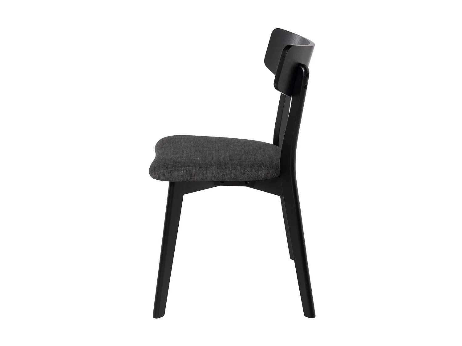 Chaise en bois massif noir et tissu noir Reka