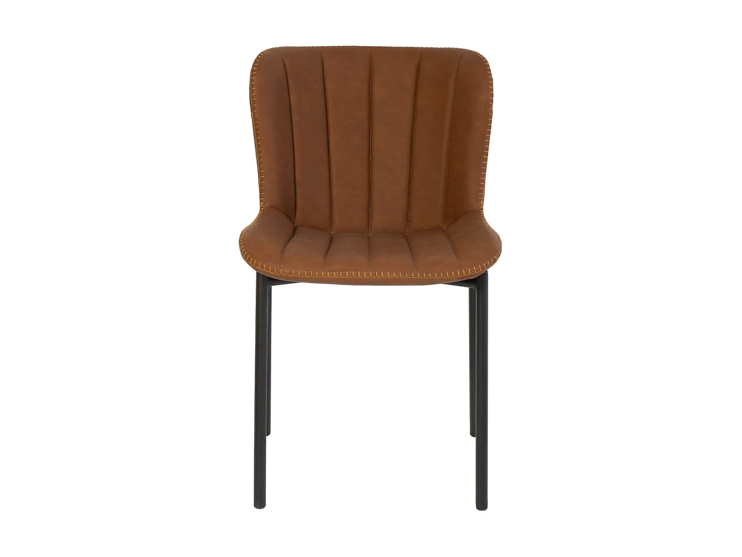 Chaise industrielle similicuir marron et pieds métal noir Mika