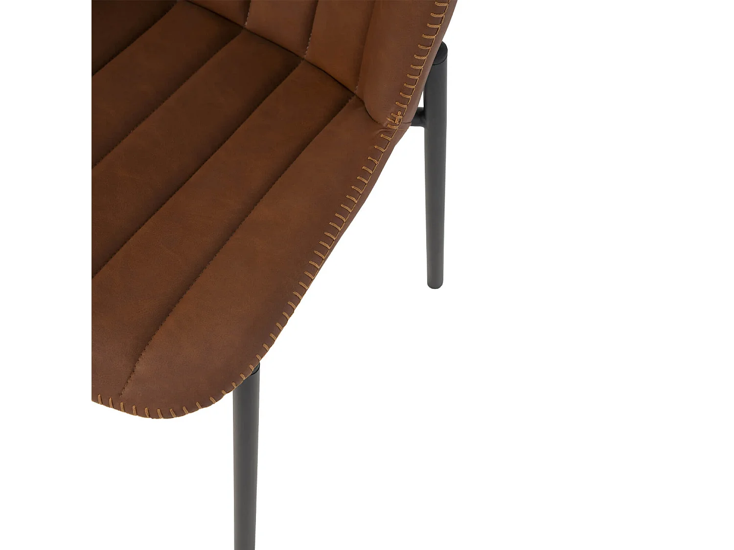 Chaise industrielle similicuir marron et pieds métal noir Mika