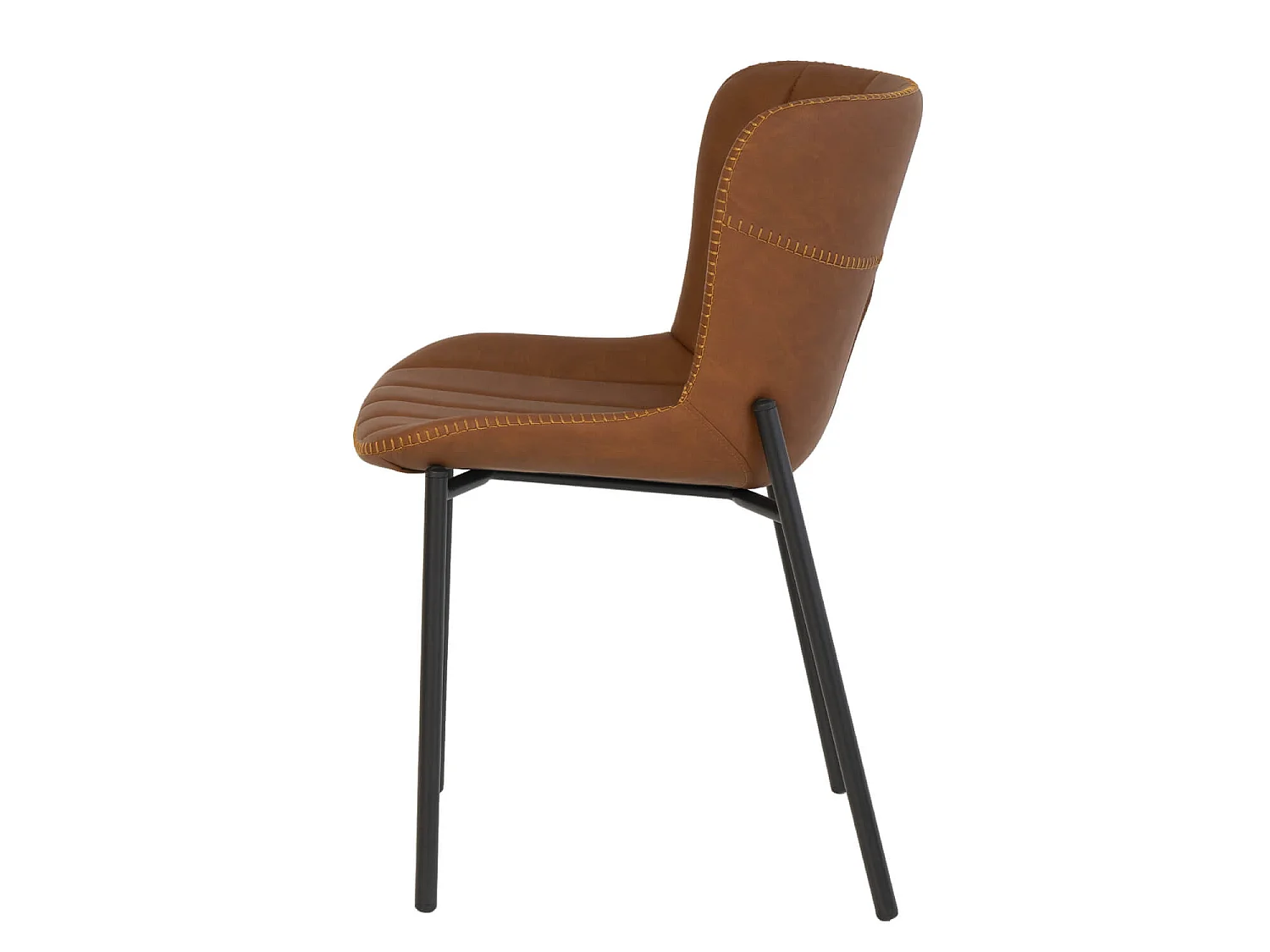 Chaise industrielle similicuir marron et pieds métal noir Mika