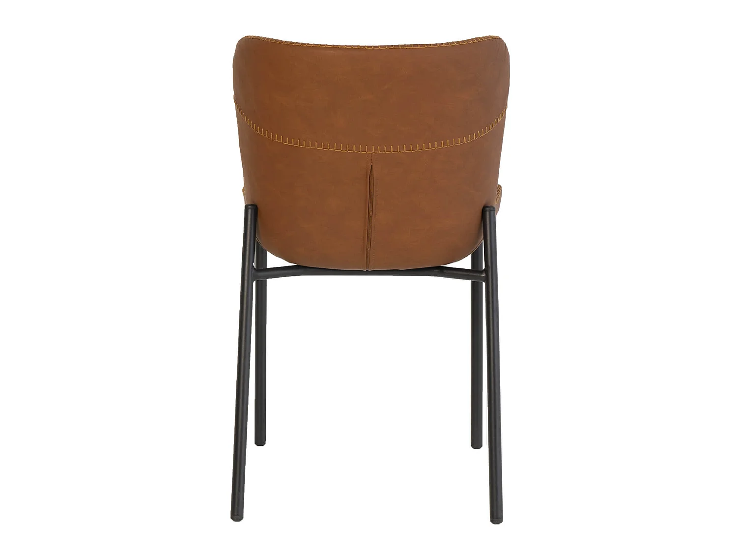 Chaise industrielle similicuir marron et pieds métal noir Mika