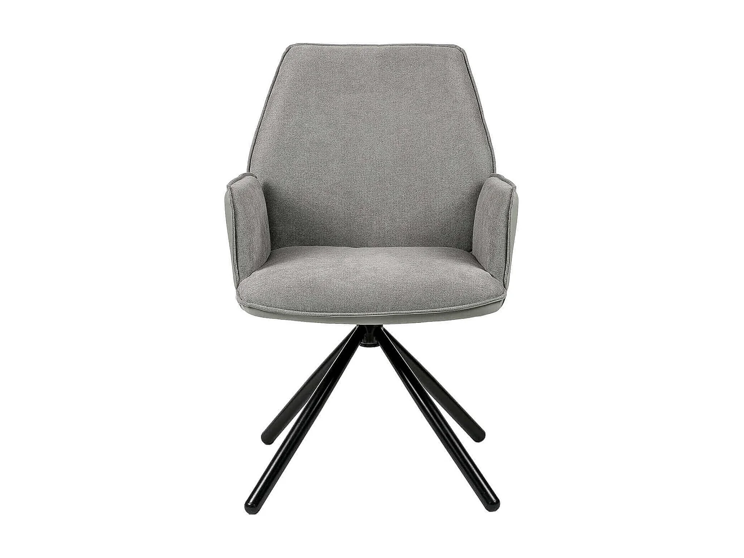 Chaise pivotante à 360º avec accoudoirs tissu gris clair et pieds métal noir Larko