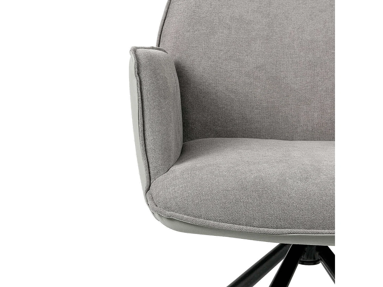 Chaise pivotante à 360º avec accoudoirs tissu gris clair et pieds métal noir Larko