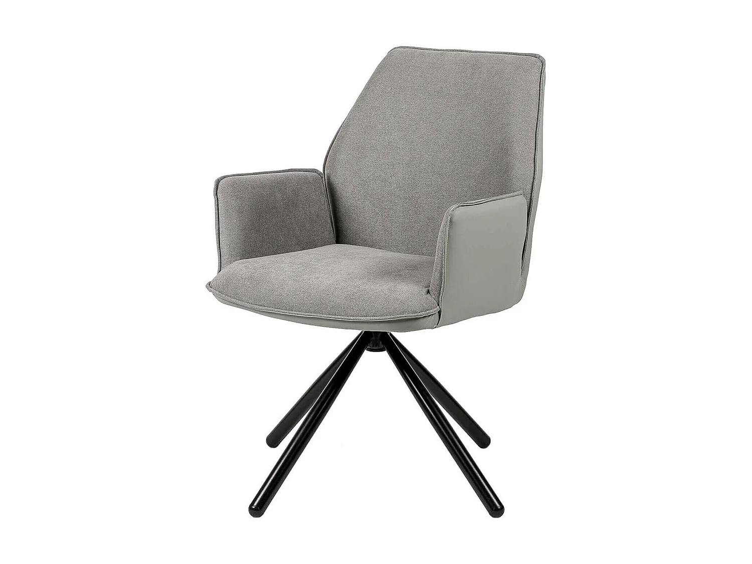 Chaise pivotante à 360º avec accoudoirs tissu gris clair et pieds métal noir Larko