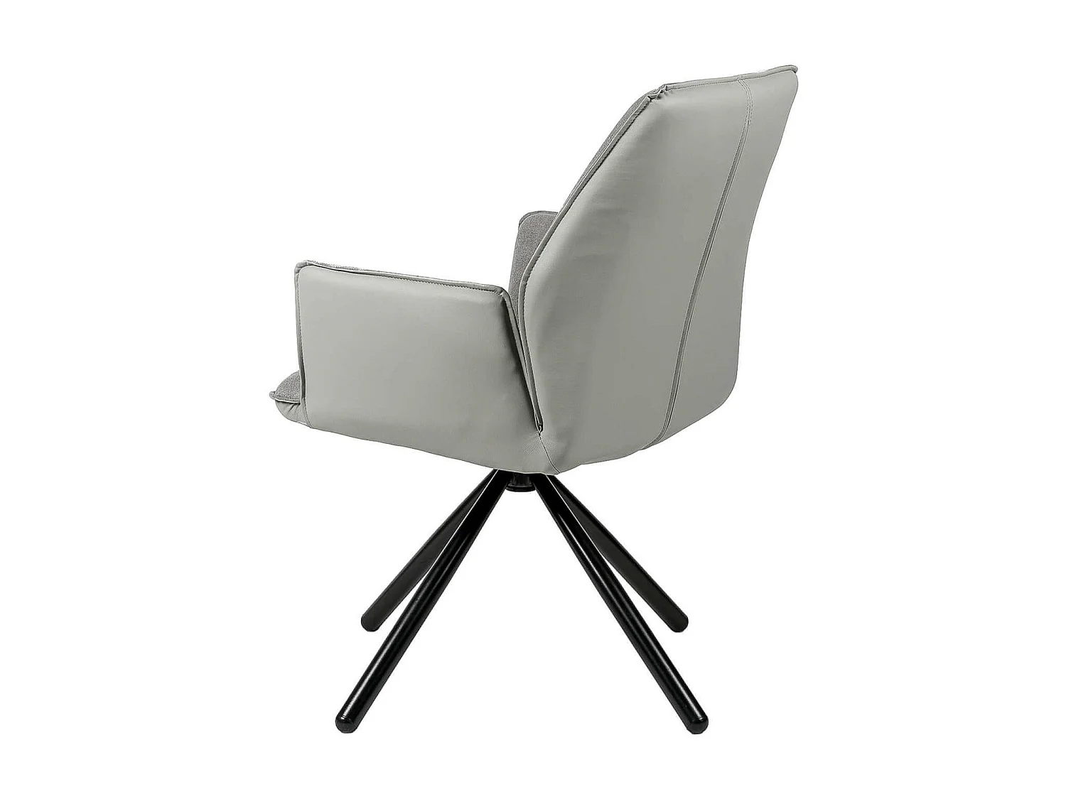 Chaise pivotante à 360º avec accoudoirs tissu gris clair et pieds métal noir Larko