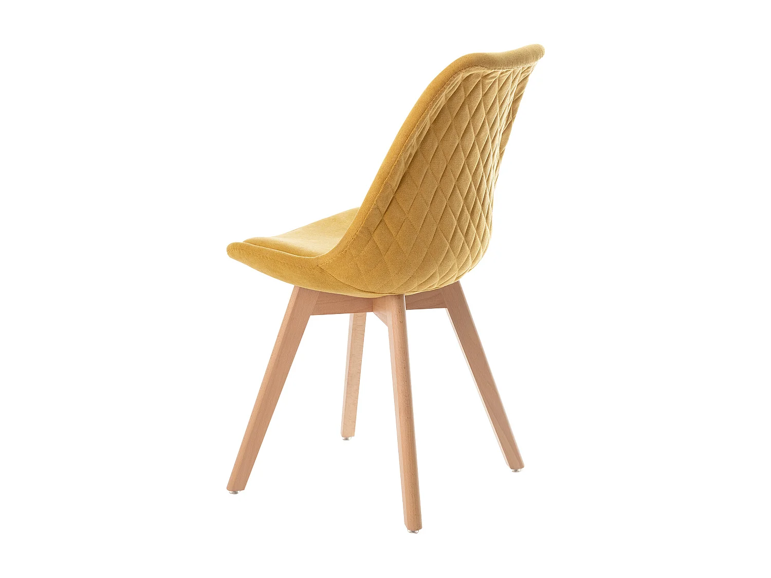 Chaise scandinave en tissu doux et bois de Hêtre Romba – Confort et élégance-Couleur Jaune curry