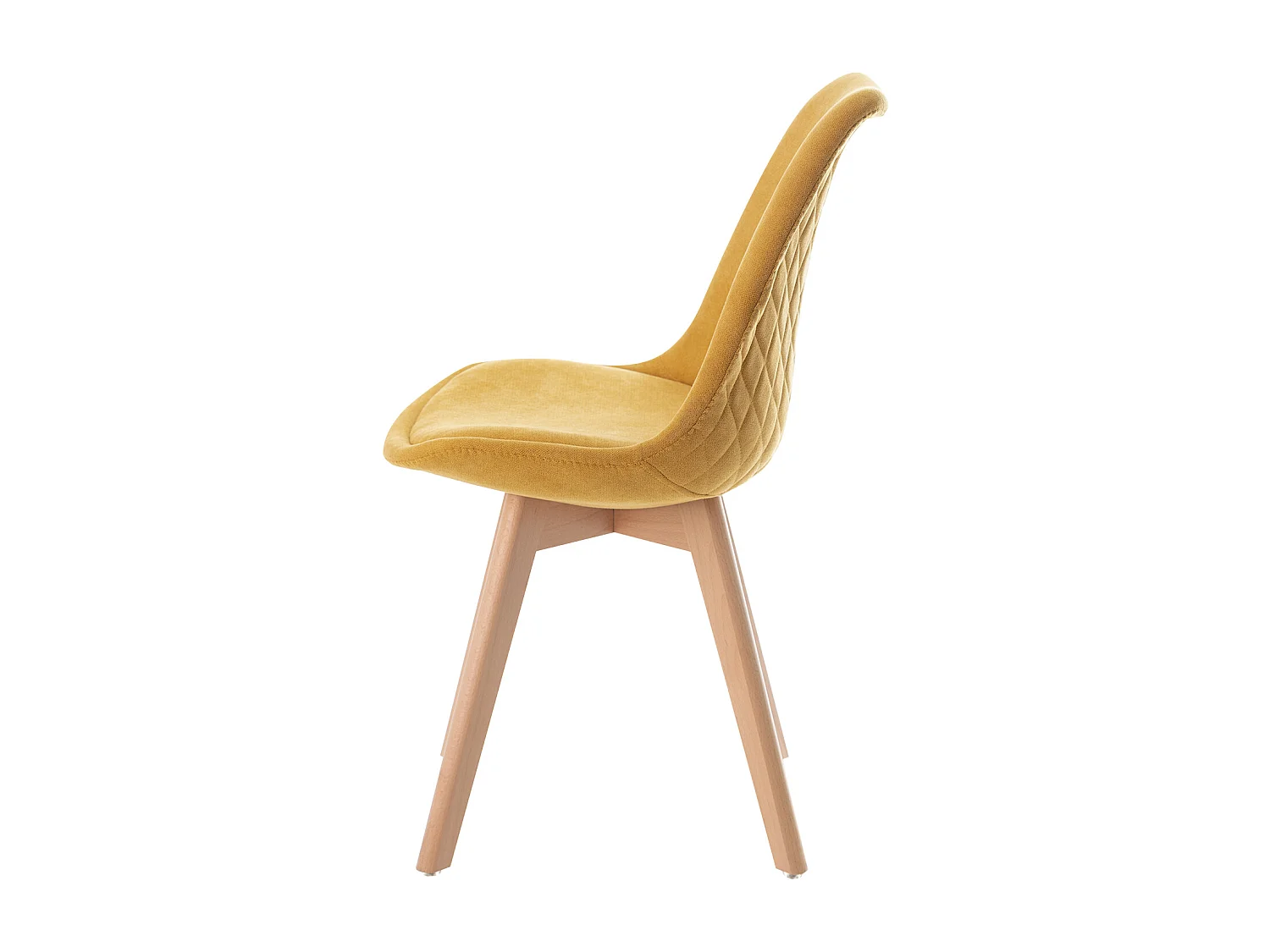 Chaise scandinave en tissu doux et bois de Hêtre Romba – Confort et élégance-Couleur Jaune curry