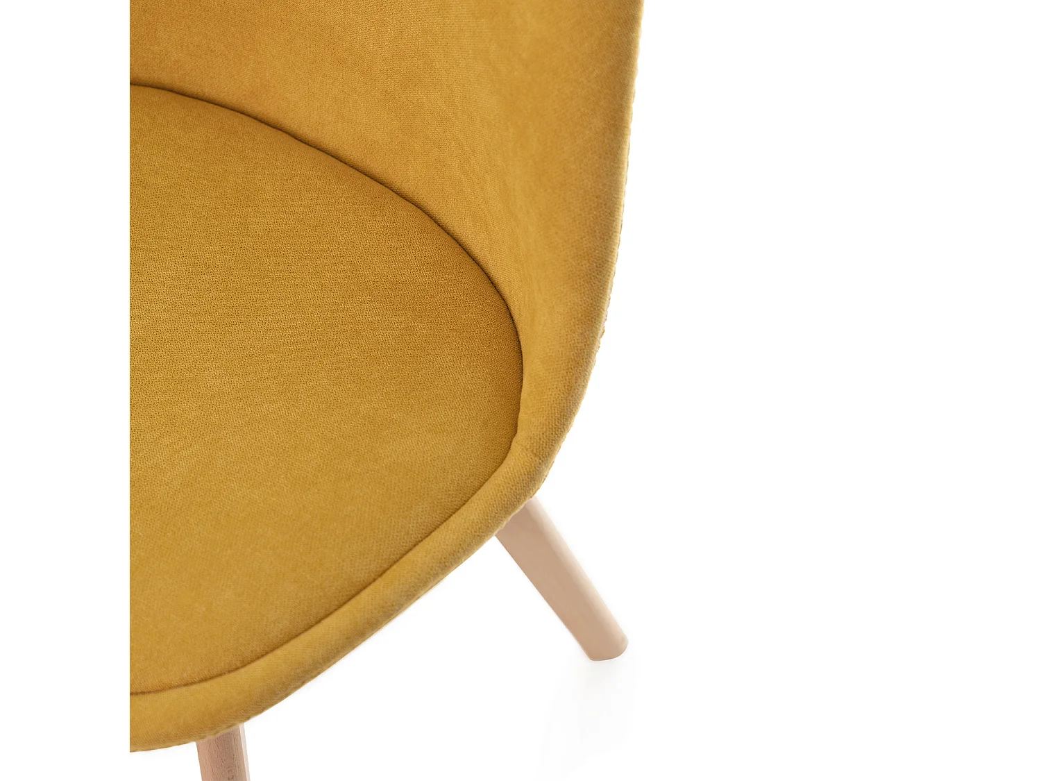 Chaise scandinave en tissu doux et bois de Hêtre Romba – Confort et élégance-Couleur Jaune curry