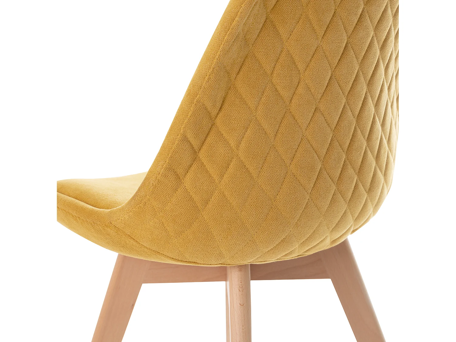 Chaise scandinave en tissu doux et bois de Hêtre Romba – Confort et élégance-Couleur Jaune curry