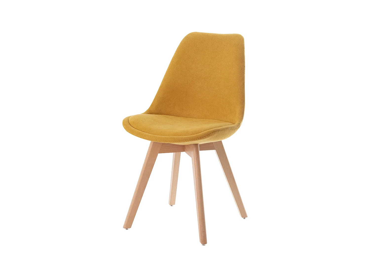 Chaise scandinave en tissu doux et bois de Hêtre Romba – Confort et élégance-Couleur Jaune curry