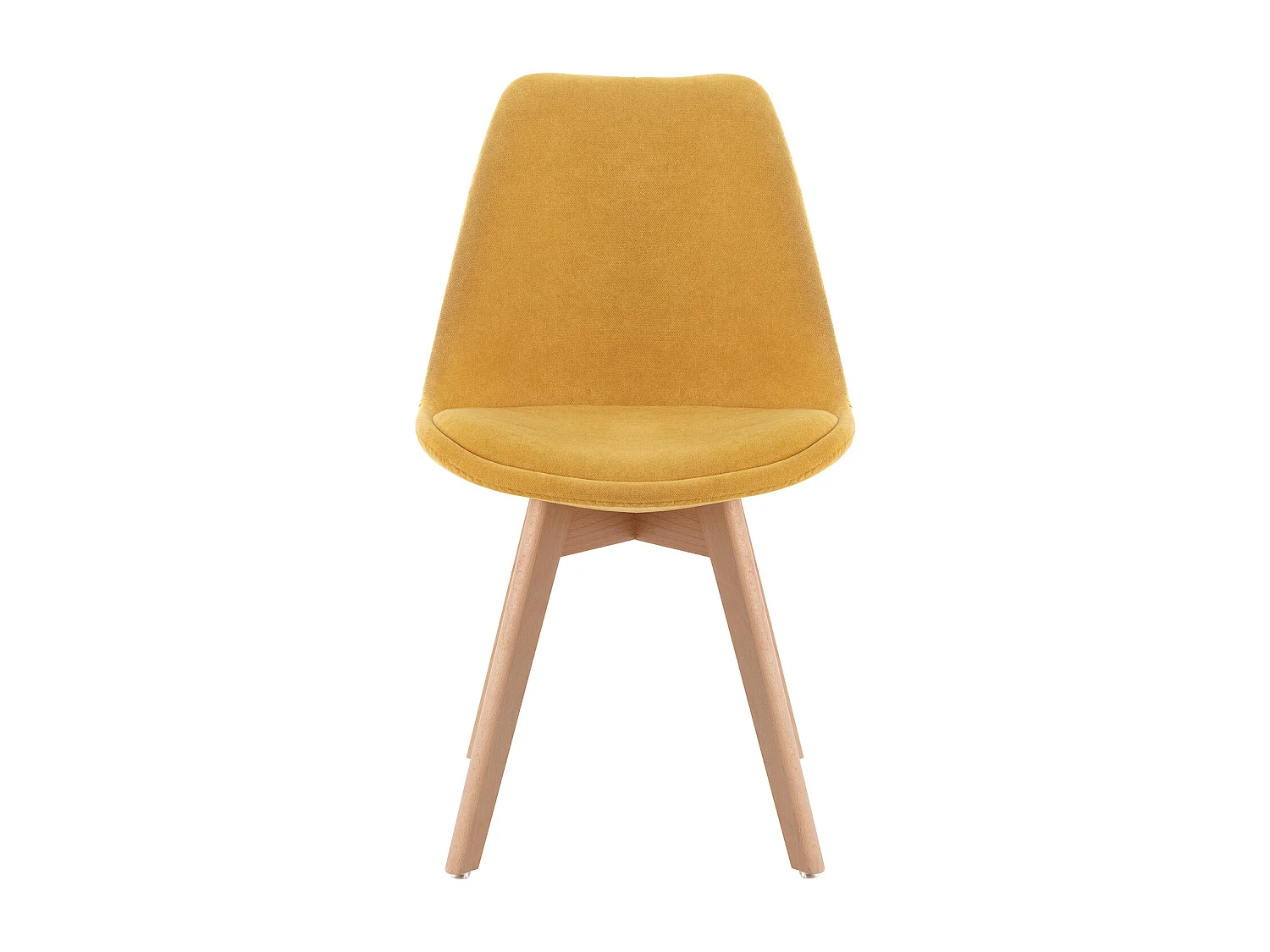Chaise scandinave en tissu doux et bois de Hêtre Romba – Confort et élégance-Couleur Jaune curry
