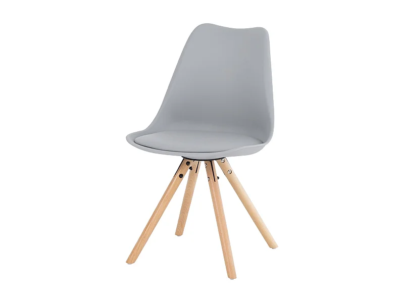 Chaise scandinave gris assise coussin simili cuir Norda