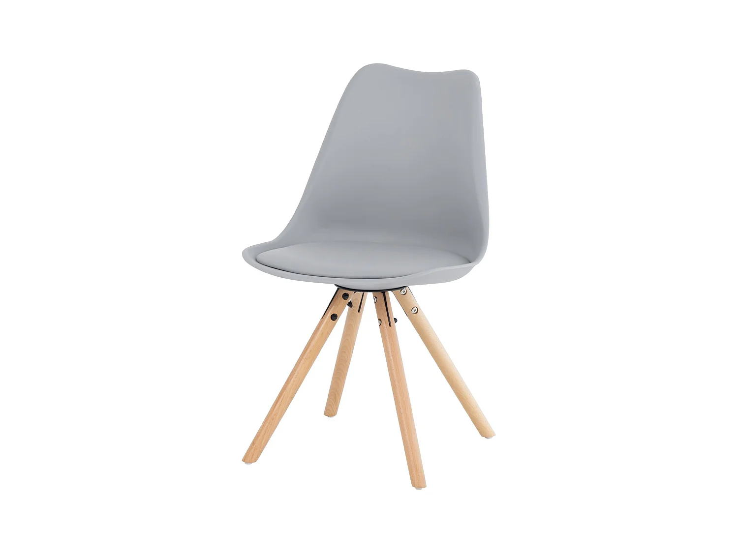 Chaise scandinave gris assise coussin simili cuir Norda