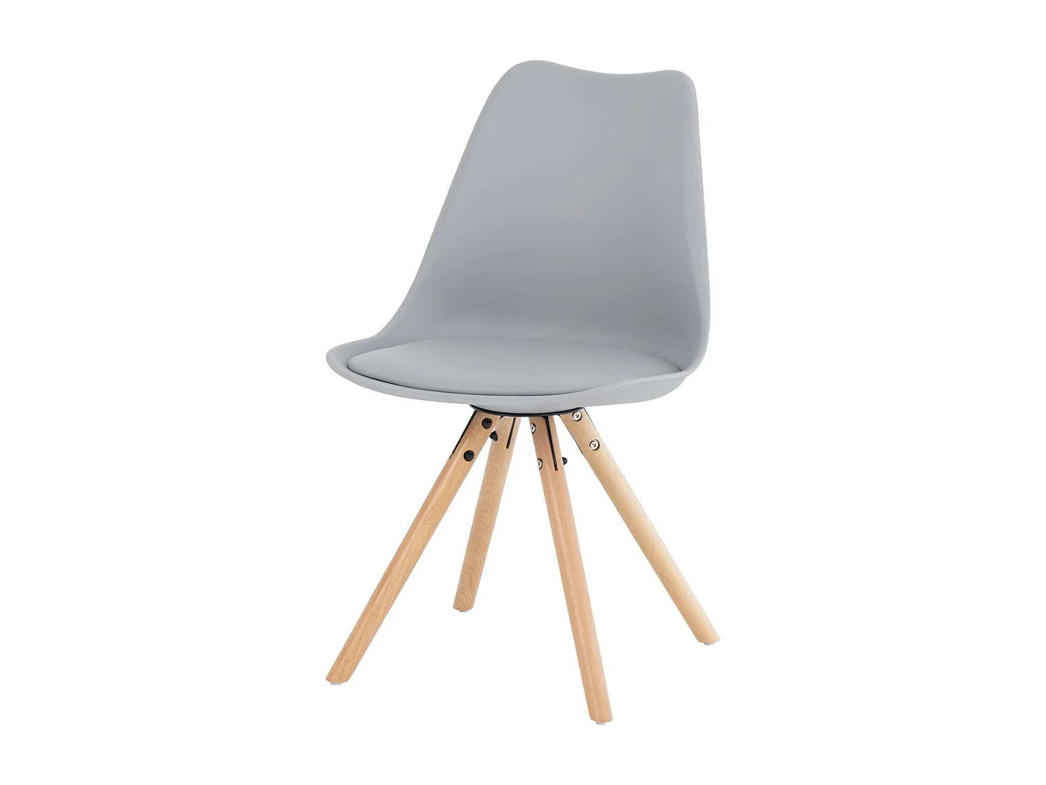 Chaise scandinave gris assise coussin simili cuir Norda