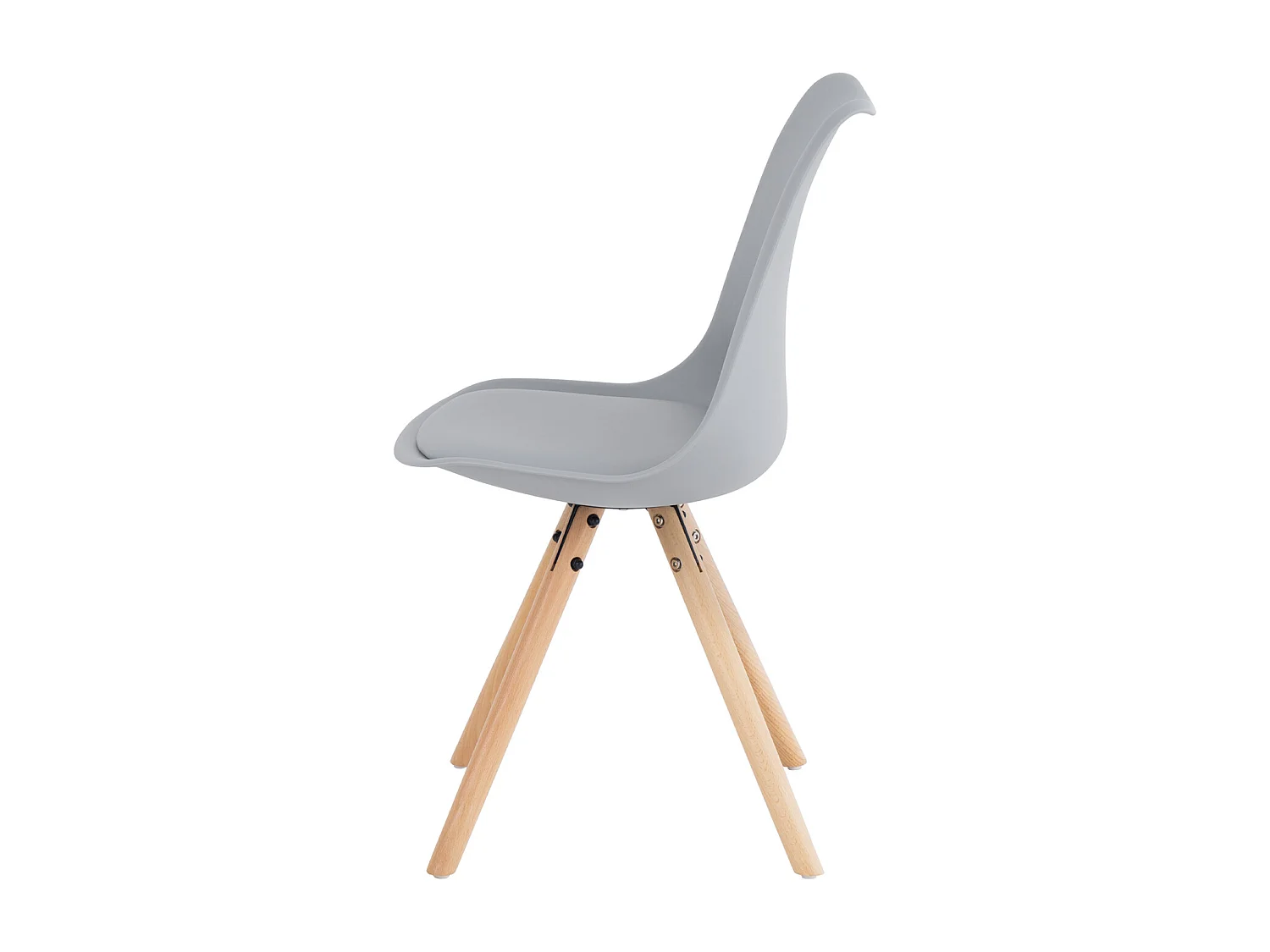 Chaise scandinave gris assise coussin simili cuir Norda