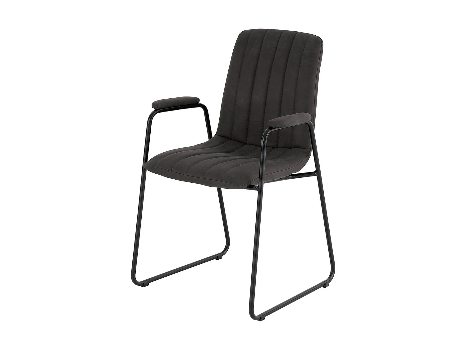 Chaise tissu effet cuir gris foncé et pieds métal noir Kliro