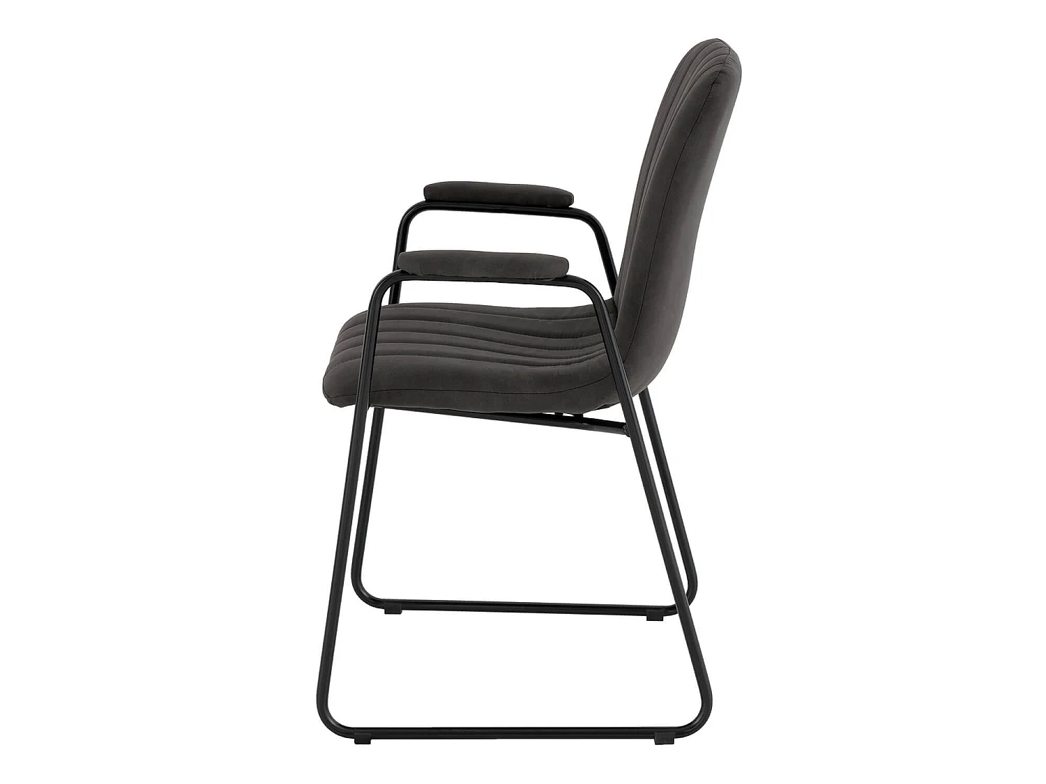 Chaise tissu effet cuir gris foncé et pieds métal noir Kliro