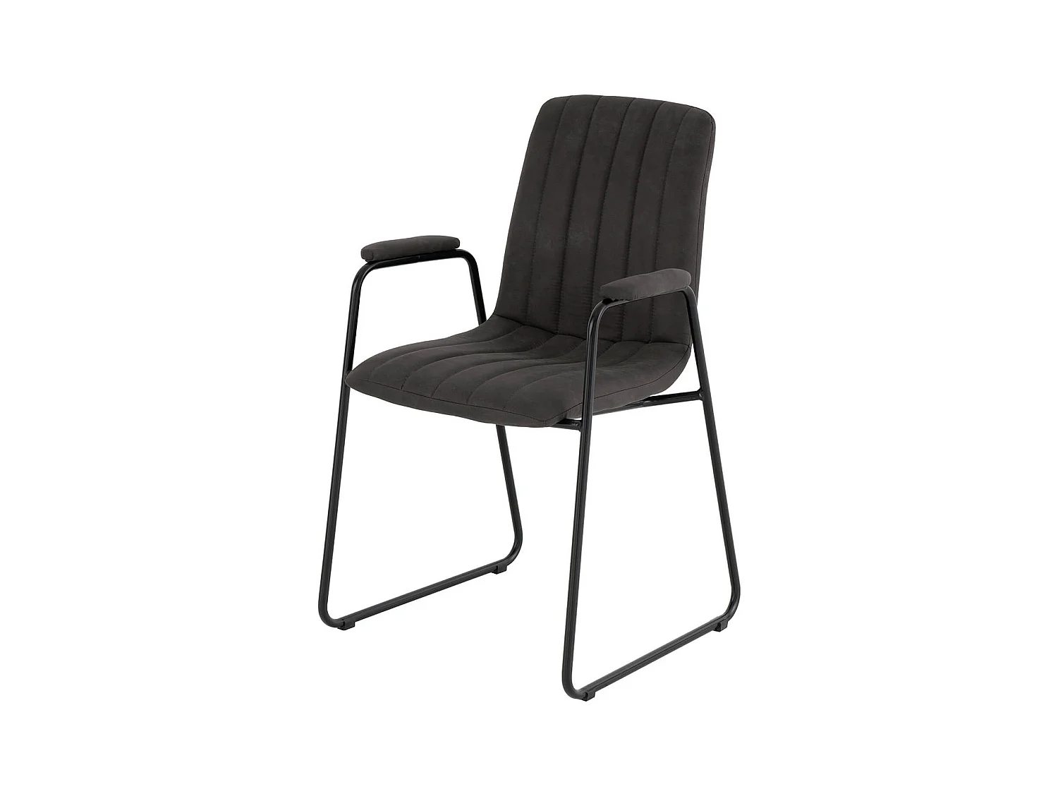 Chaise tissu effet cuir gris foncé et pieds métal noir Kliro