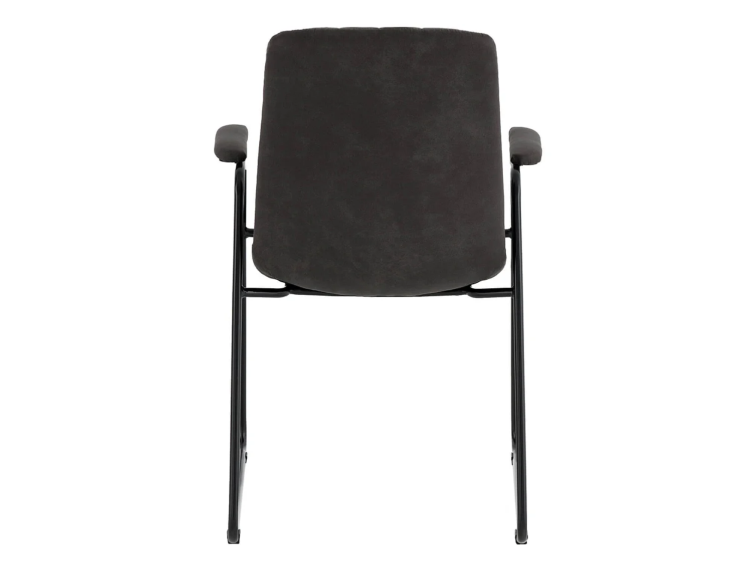 Chaise tissu effet cuir gris foncé et pieds métal noir Kliro