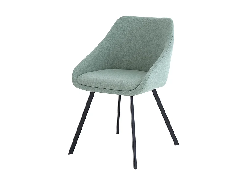 Chaise moderne tissu vert menthe et pieds métal noir Galie