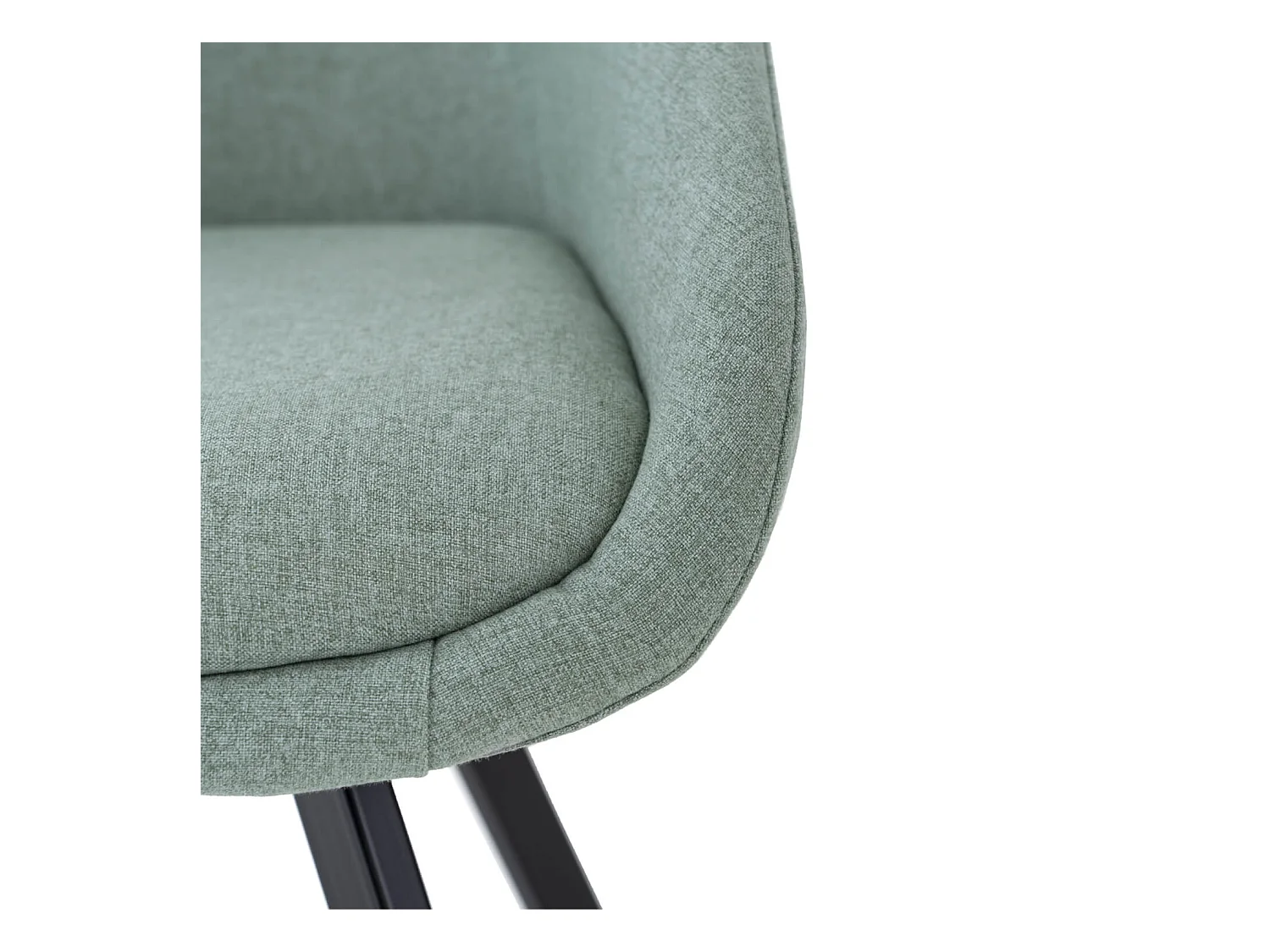 Moderne stoel in mintgroene stof en zwart metalen poten Galie