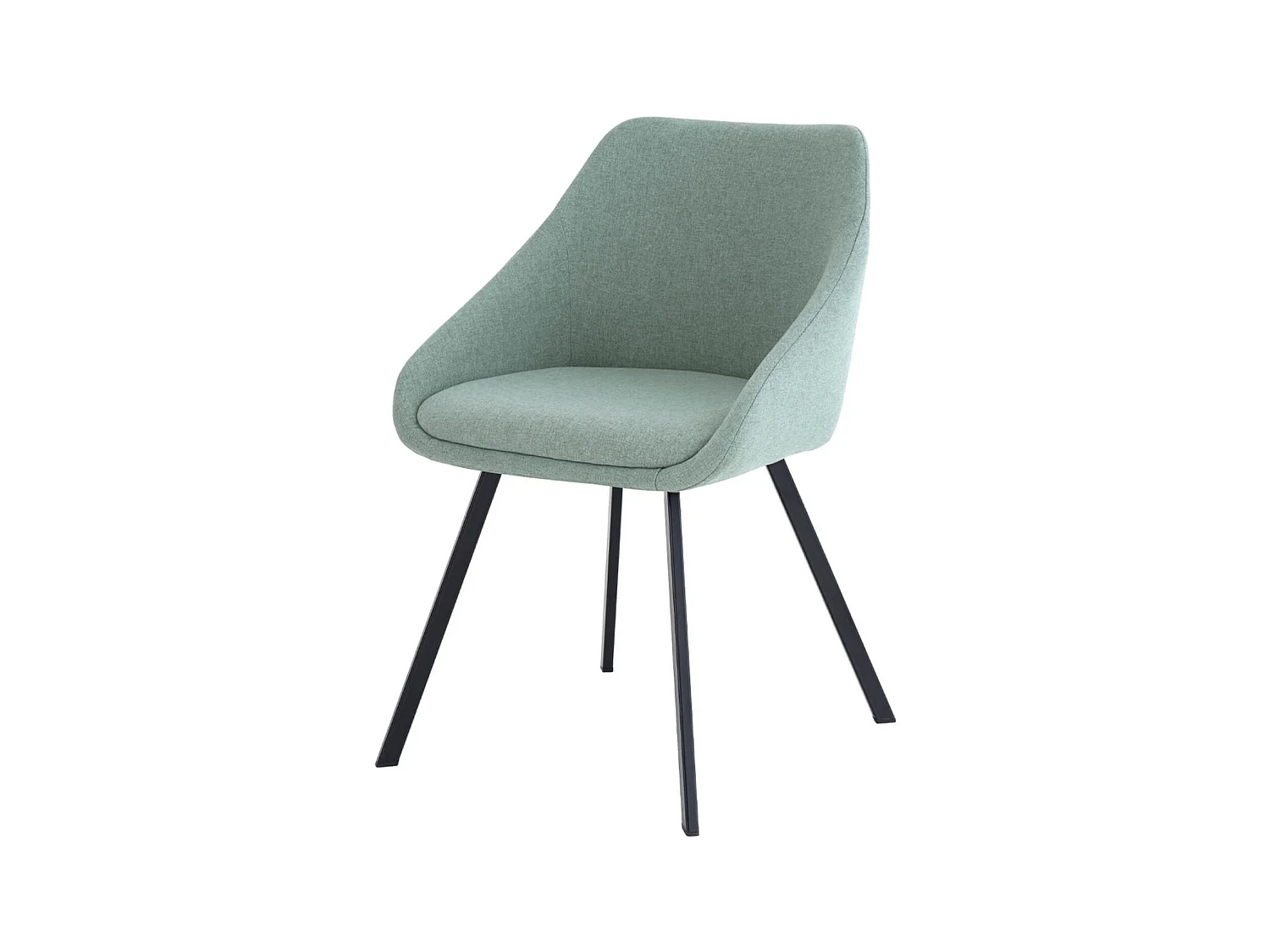 Chaise moderne tissu vert menthe et pieds métal noir Galie