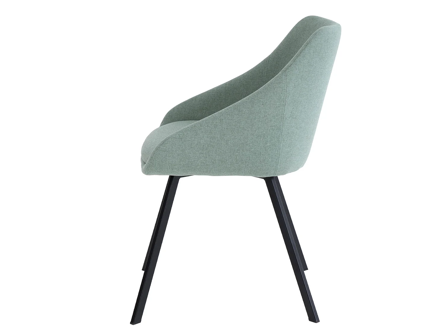 Chaise moderne tissu vert menthe et pieds métal noir Galie