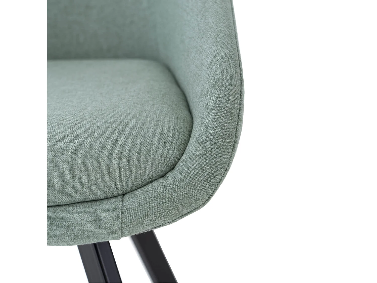 Chaise moderne tissu vert menthe et pieds métal noir Galie